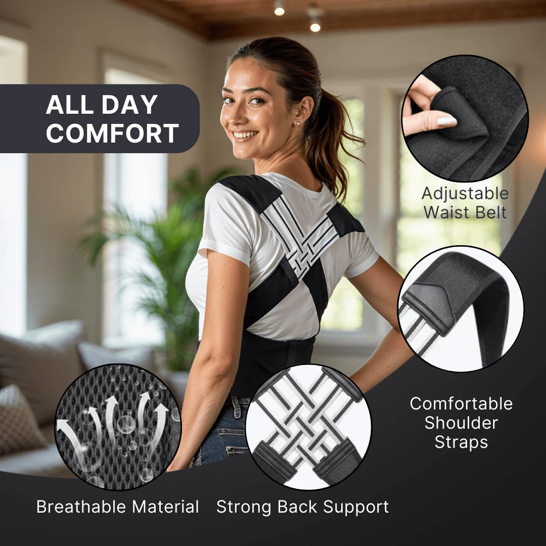 Premium Posture Corrector Shoulder Belt – Adjustable Back Support Brace for Men &amp; Women